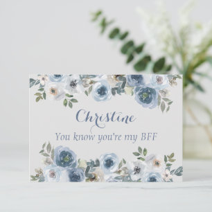 Staubiges Blau und Grau floral Sei meine Trauzeugi Einladung