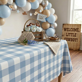 Staubiges Blau und Weiß Western Baby Cowboy Dusche Tischdecke