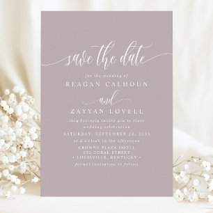 Staubiges Lavendel Elegante Kalligrafie Save The D Date