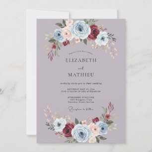 Staubiges Lavendel Verzierte Herbst-Hochzeit Einladung