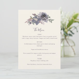 Staubiges lila florales Wasserfarben-Hochzeit indi Menükarte