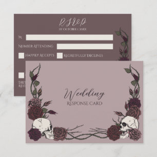 Staubiges Lila Schädel und Rosen Hochzeits-Antwort Save The Date