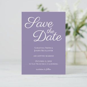 Staubiges Lila und Weiß Elegant Save the Date Einladung