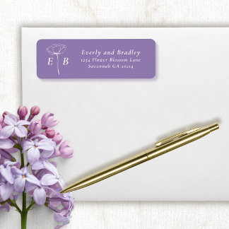 Staubiges Lila Weißes Monogramm Florales Akzent-Ad