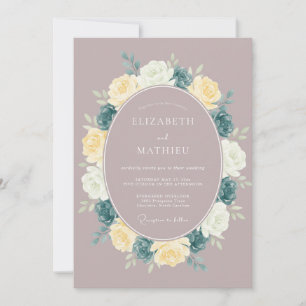 Staubiges Malven-Blumen-Aquarell-Hochzeit Einladung