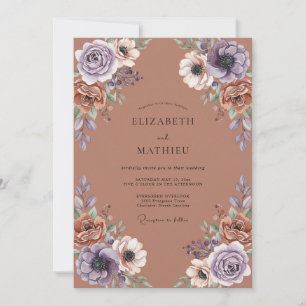 Staubiges Malvenblüten-Romantische Hochzeit Einladung