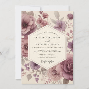 Staubiges Mauve Florales Whimsy-Hochzeit Einladung