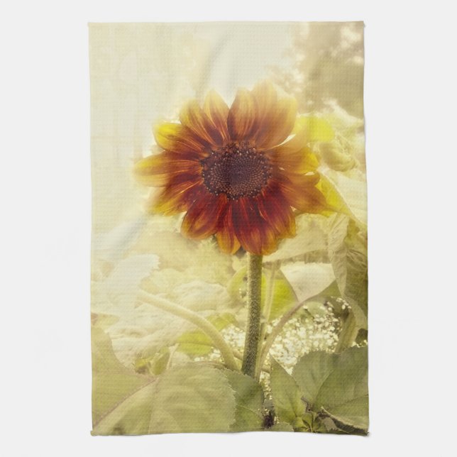 Staubiges Retro Sonnenblume-Geschirrtuch Geschirrtuch (Vertikal)
