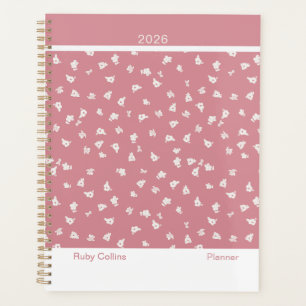 Staubiges Rosa Feminines Minimalistisches Florales Planer