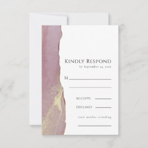 Staubiges Rosa Gold RSVP Hochzeitsantwortkarte Karte