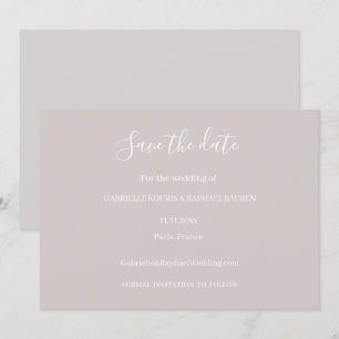 Staubiges Rosa Grau und Weiß Save The Date Hochzei Einladung