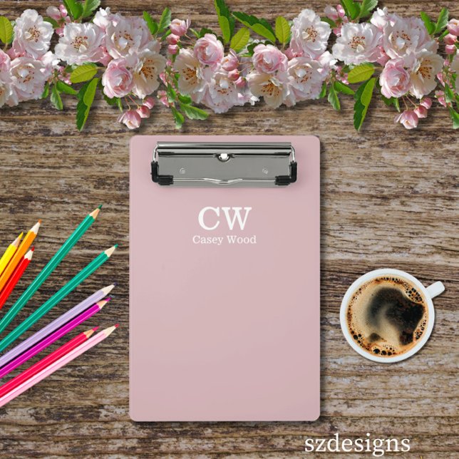 Staubiges Rosa Individuelle Initialen  Mini Klemmbrett (Von Creator hochgeladen)
