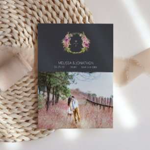 Staubiges Rosa Lila Blumiges Kohle Verlobungsbild Save The Date