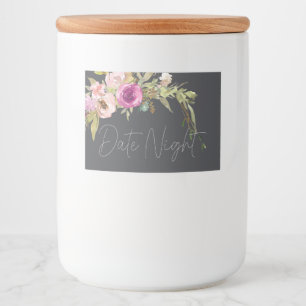 Staubiges Rosa Lila Elegantes Florales Date Night  Lebensmitteletikett
