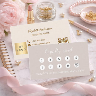 Staubiges rosa-mauve-creme-QR-Code-Geschäftslogo Treuekarte