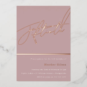Staubiges Rosa Mauve Roségold Fünfzigster 50. Gebu Folieneinladung