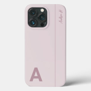 Staubiges Rosa Minimales Modernes Initialen-Monogr Case-Mate iPhone Hülle