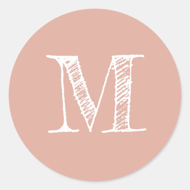 Staubiges Rosa Monogramm-Initial Runder Aufkleber (Vorderseite)