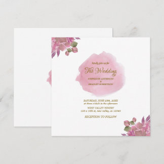 Staubiges Rosa Romantisches Florales Elegantes Hoc Einladung