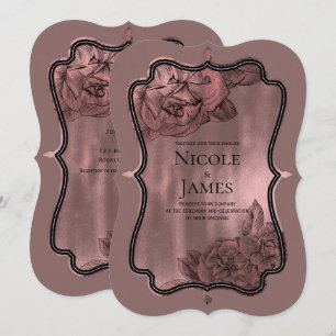 Staubiges Rosa Roségold Elegantes Glamour-Blumenho Einladung