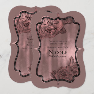 Staubiges Rosa Roségold Elegantes Glamour-Blumenho Einladung