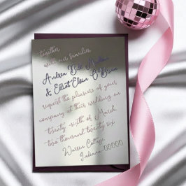 Staubiges Rosa und lila fette Schrift Silber Hochz Folieneinladung