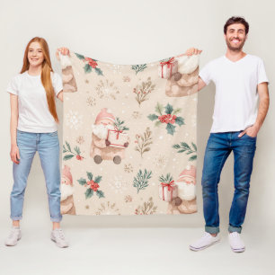 Staubiges Rosa Weihnachtsmann Botanical Aquarell Fleecedecke