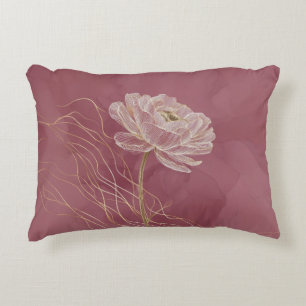 Staubiges Roségold Florale Linienkunst Elegant Dekokissen