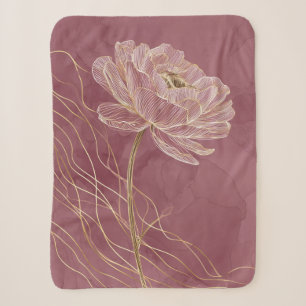 Staubiges Roségold Florale Linienkunst Elegant Sherpadecke