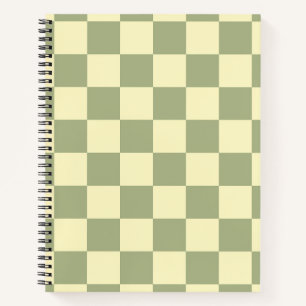 Staubiges Salbeigrün und Buttergelb Karo Notizbuch