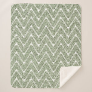 Staubiges Salbeigrünes Chevron-Muster Sherpadecke