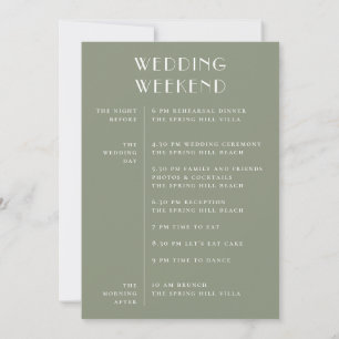 Staubiges Salbeigrünes Hochzeitswochenende   Moder Einladung