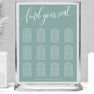 Staubiges Türkis Einfache Hochzeit Sitzordnung Cha Poster