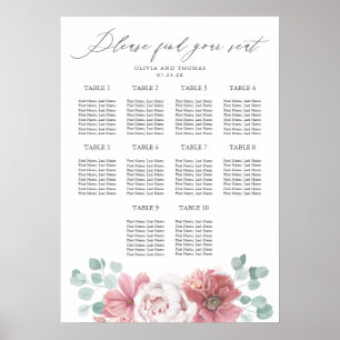 Staublila Blumige Hochzeit Sitzordnung Poster