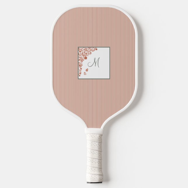 Staubpfirsichstreifen Terracotta Butterfly Monogra Pickleball Schläger (Vorderseite)