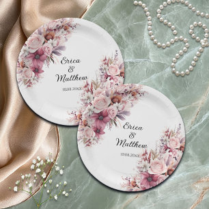 Staubrosa Boho-Blumenhochzeit  Pappteller