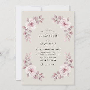 Staubrosa Botanische Blüten Hochzeit Einladung