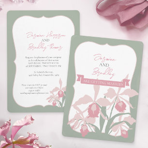 Staubrosa Cattleya-Orchideen-Hochzeit moderne Blum Einladung
