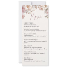 Staubrosa Creme Magnolie Blumen Hochzeitsmenükarte