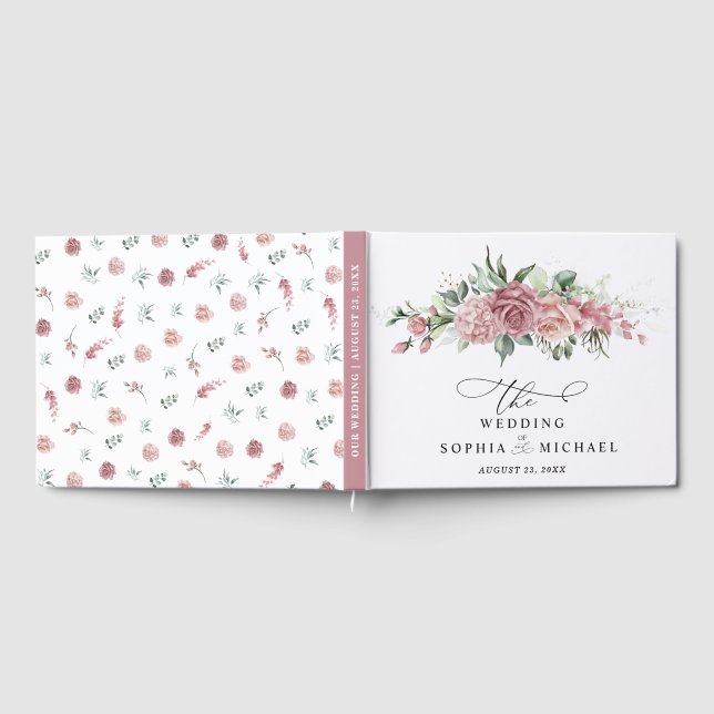 Staubrosa Florale Hochzeit Gästebuch (Voll)