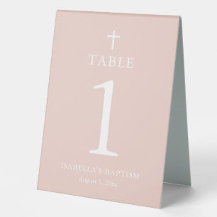 Staubrosa Kreuz Mädchen Tauf Tisch Zelt Schild