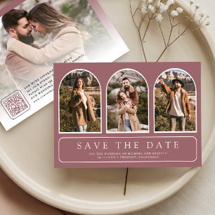 Staubrosa Minimale Bögen Foto QR-Code Hochzeit Save The Date