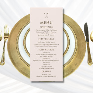 Staubrosa Monogramm Perl Christian Hochzeitsmenü Menükarte