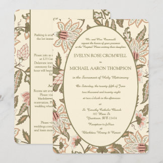 Staubrosa Salbeigrüne Vintage Katholische Hochzeit Einladung