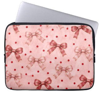 Staubrosa Satin-Schleifen und rote Polka-Punkte La Laptopschutzhülle