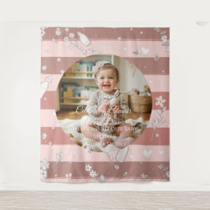 Staubrosa Streifen Baby Girl Shower Hintergrund Wandteppich