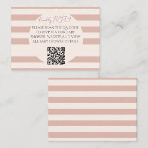 Staubrosa Streifen QR-Code Baby Shower RSVP Mitteilungskarte