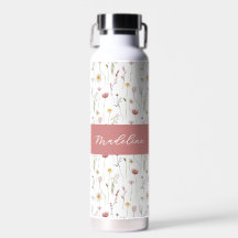 Staubrosa Wildblumen-Wasserfarbe-Monogramm-Name