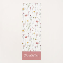 Staubrosa Wildblumen-Wasserfarben-Monogramm-Name Yogamatte