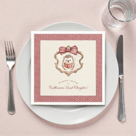 Staubrosafarbener Igel mit Schleife Babyshower Ser Serviette